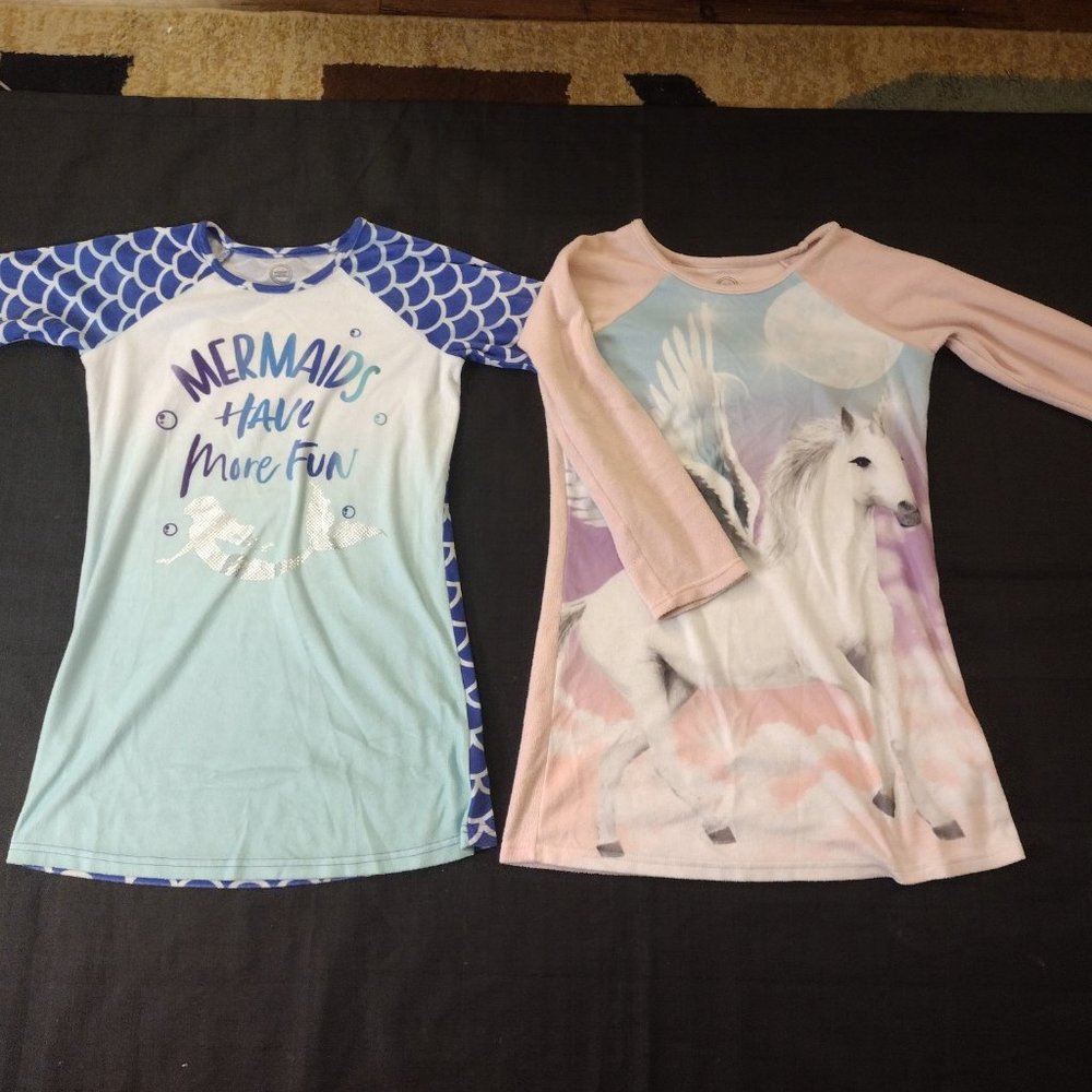 2 Kids Mermaid Unicorn Nightgown Size 7-8 M